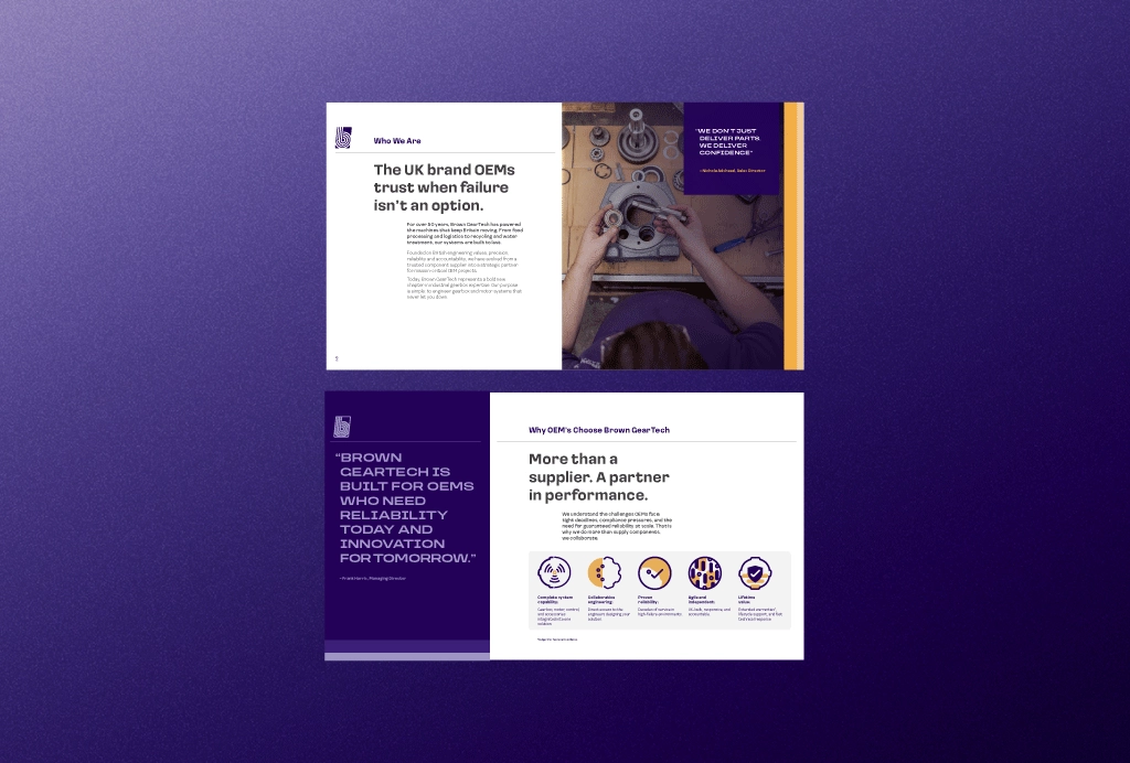 Web designs for the Brown GearTech rebrand project