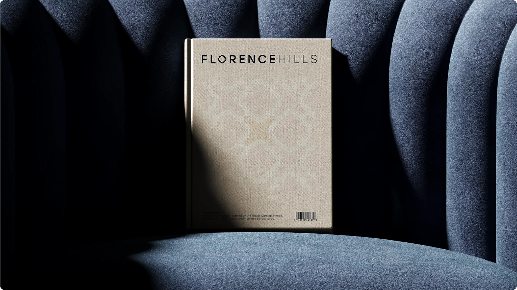 Florence Hills branded book on a chair